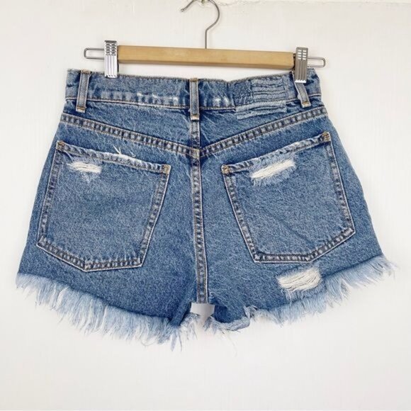 REVICE high waisted denim shorts Malibu cut off Distressed frayed hem 25 - Picture 5 of 8